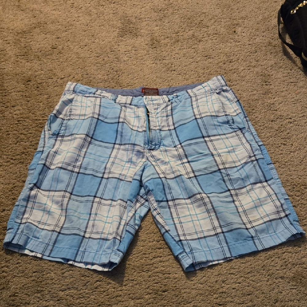 Merona Blue and White Flat Front Shorts